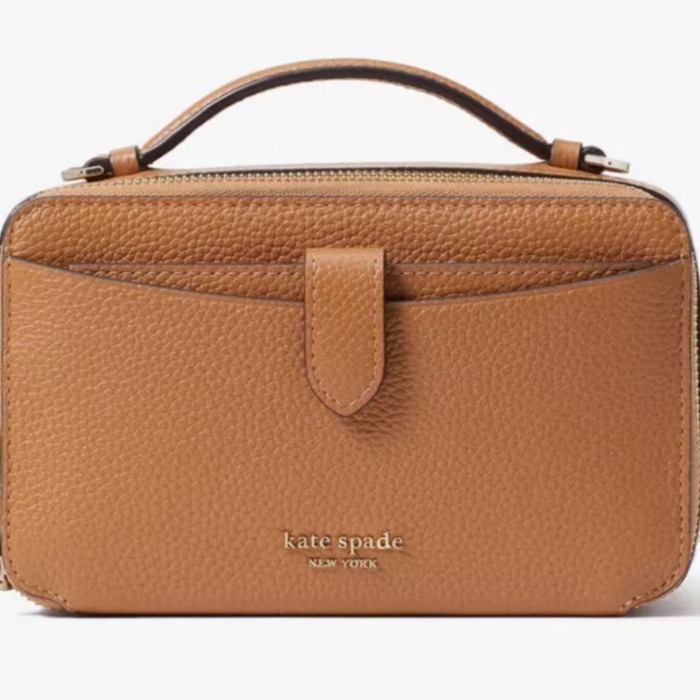 KATE SPADE HUDSON DOUBLE ZIP TOP HANDLE CROSSBODY BAG - BUNGALOW